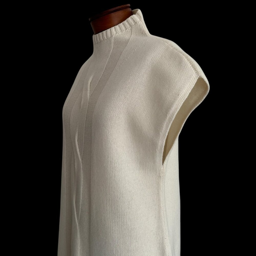 Akris Punto Cashmere Wool Blend Sweater Vest Long L High Neck